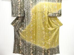 縮緬地　花縞模様訪問着